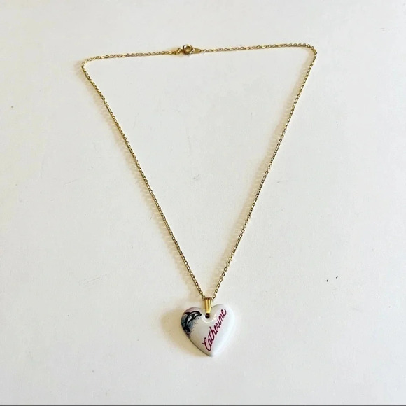 Jewelry - Name Necklace Catherine Dolphin Heart Ceramic Gold Tone Chain